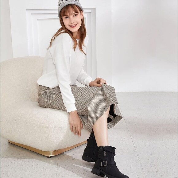 Fashion Women's Combat Side Zipper Buckle Ankle Booties - Picture 3 of 7